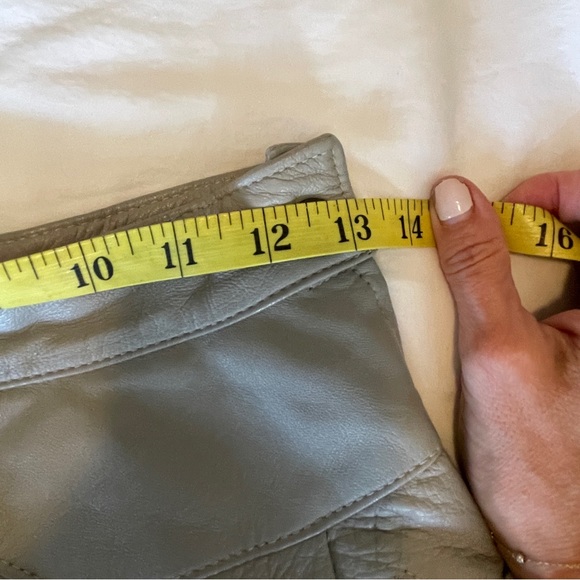 Vintage Gray Faux Leather Midi A-Line Skirt - Picture 9 of 13